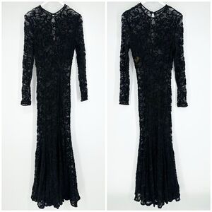 Vintage Electra Casadei Lace Long Sleeve Maxi Gown Dress